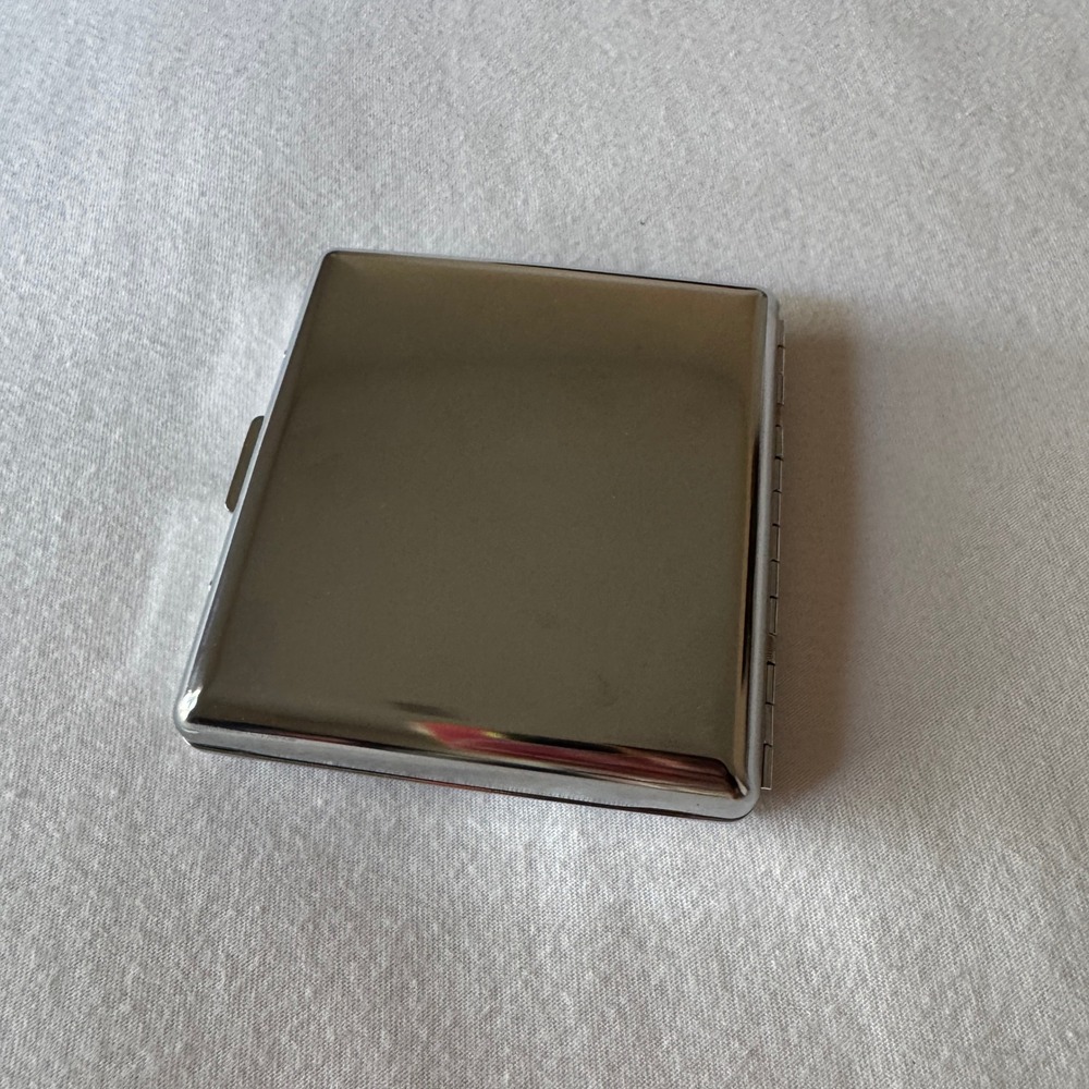 Vintage Floral Sequin Metal Cigarette Case Business Card Holder Silver Tone - Picture 3 of 6